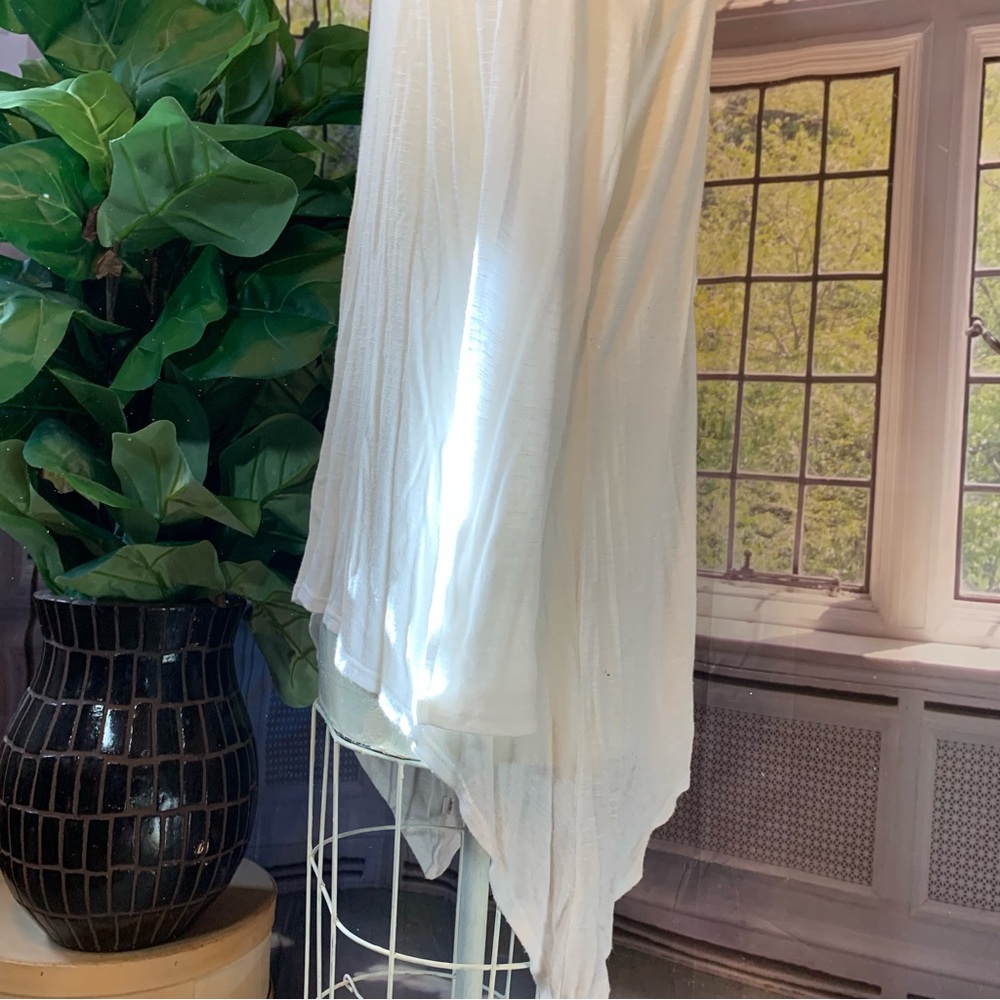 American Rag Cie Off White Pleated Sweater Hi Lo Flowy 1X Lace Details - Picture 7 of 14